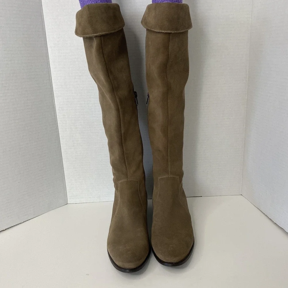 La Canadienne Womens 19240‎ Tall Suede Boots Taupe Brown Canada Size 7.5 M